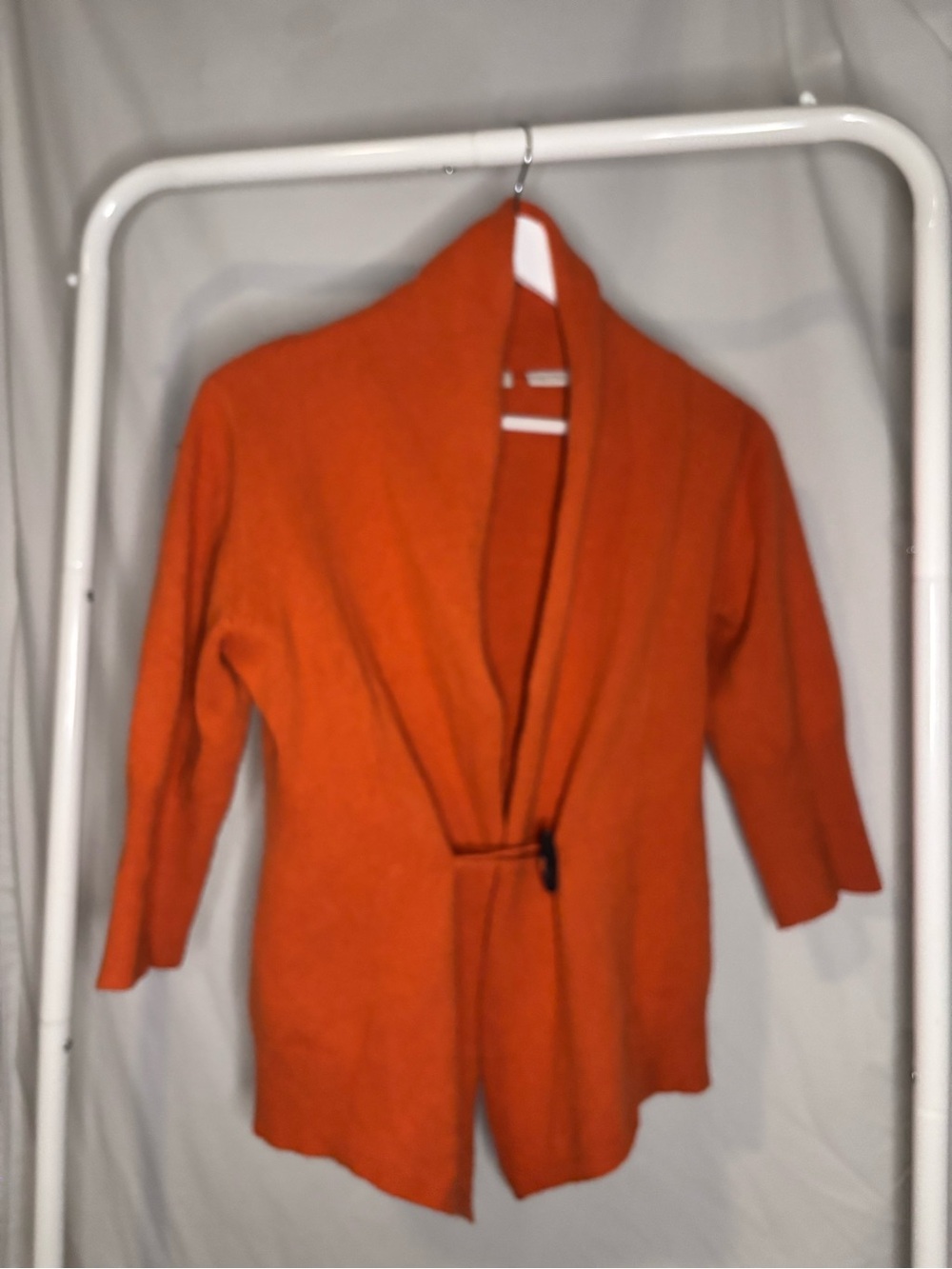 Neiman Marcus Orange Shawl-Collar Open Sweater Cardigan